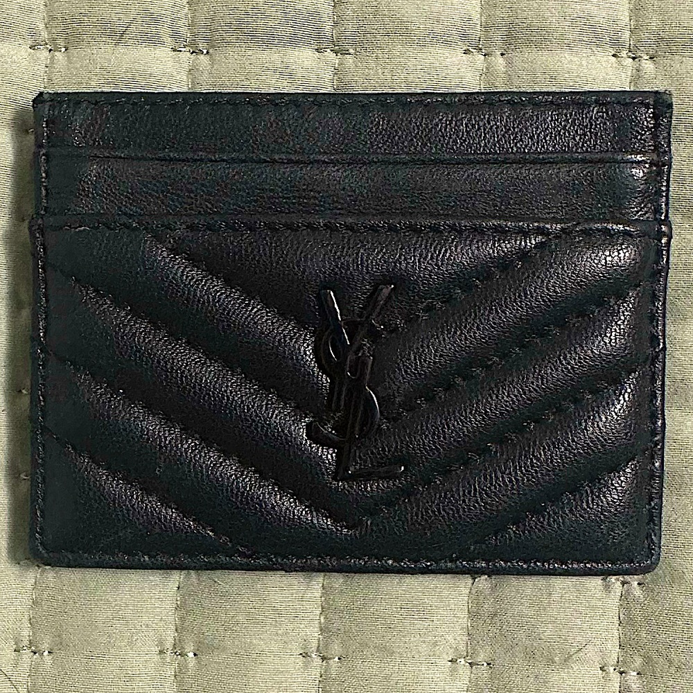 Yves Saint Laurent YSL Monogram Card Case Leather, with Black hardware.